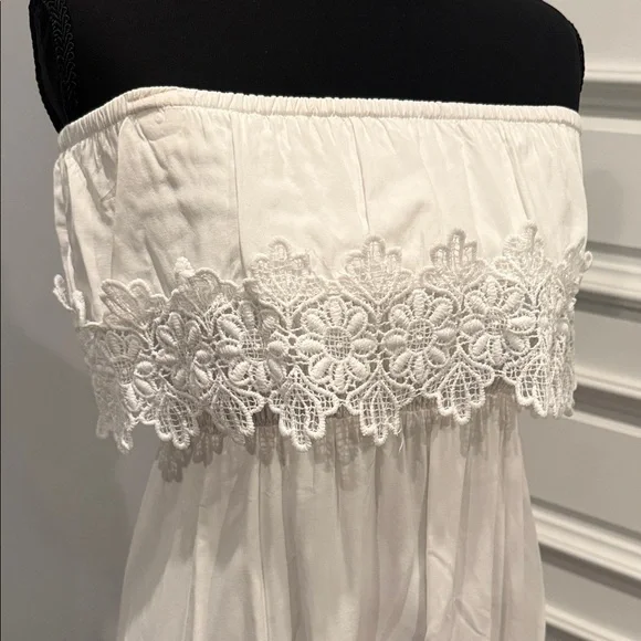 Strapless Lace-Trimmed Maxi Dress Perfect for Special Occasions or the Beach! - Picture 2 of 5